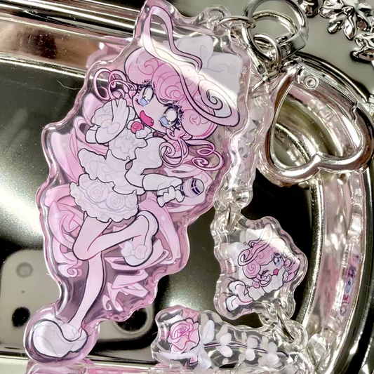 Lingqiqi Sweet Heart Pink Keychain