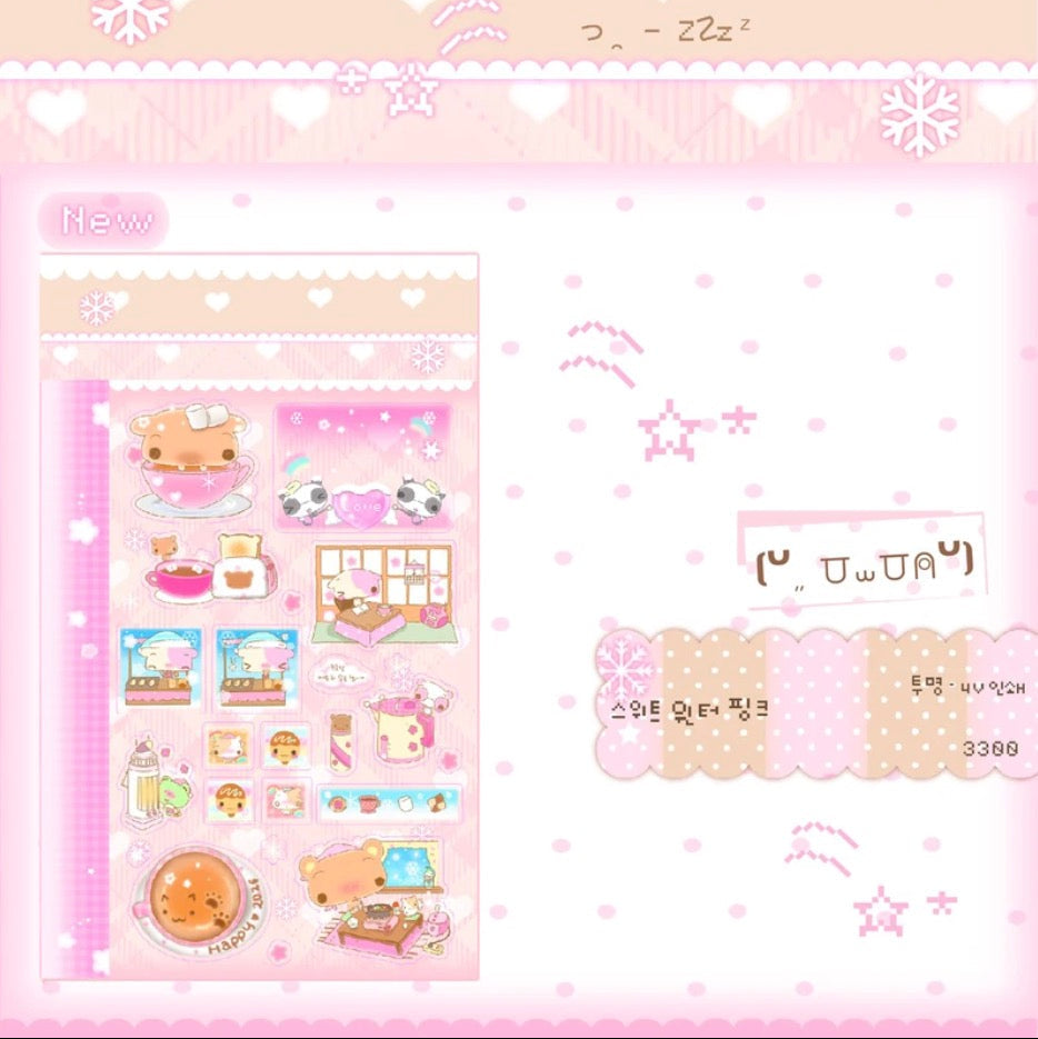Happy Nyang Day Winter Pink Sticker