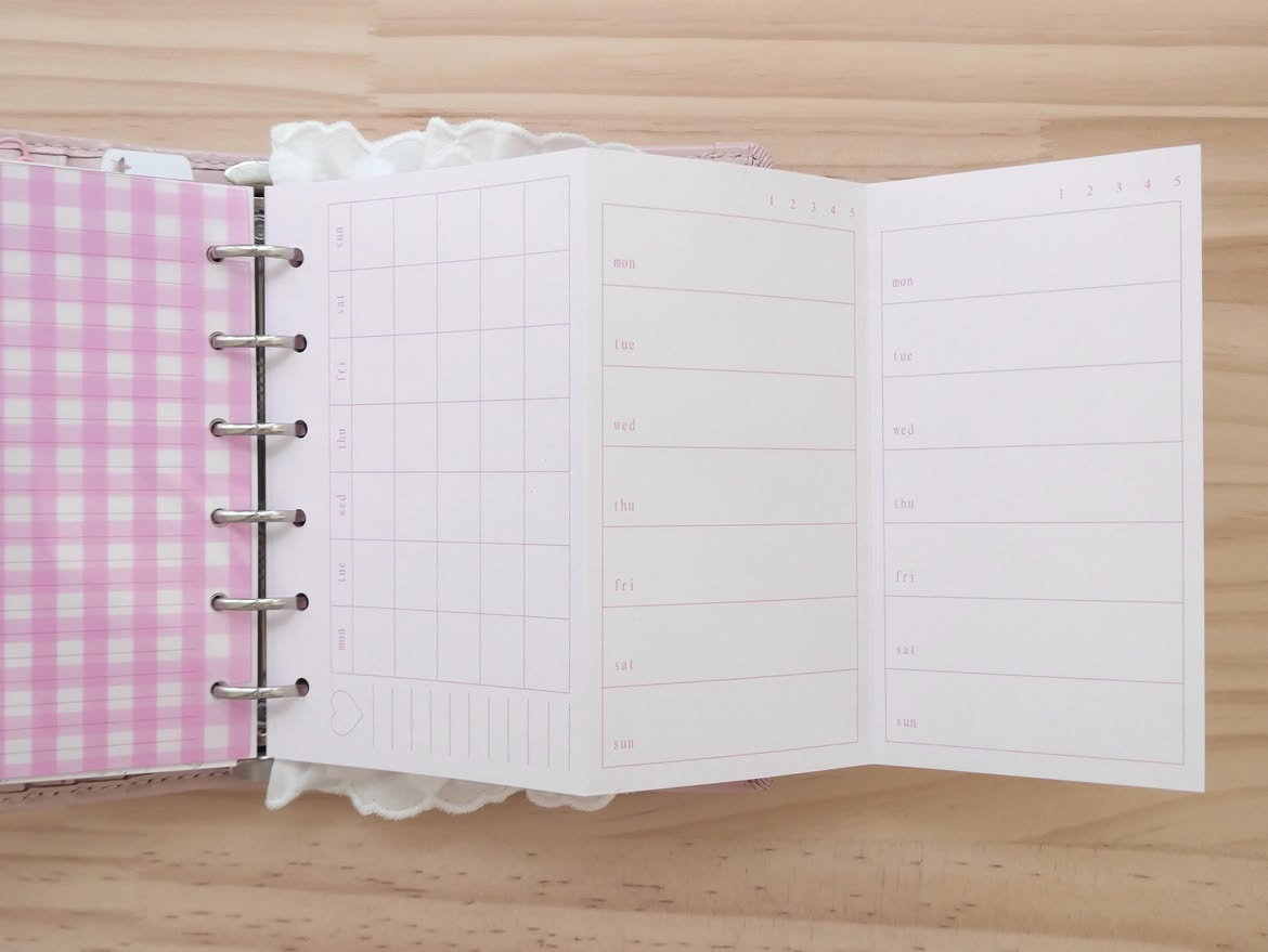 [Sweets Shop] A7 Pink Monthly&Weekly Fold Refill Page