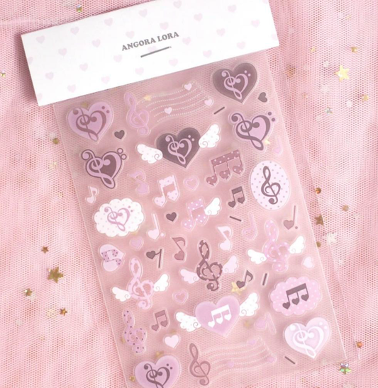 [Angora Lora] Pink Heart Note Sticker