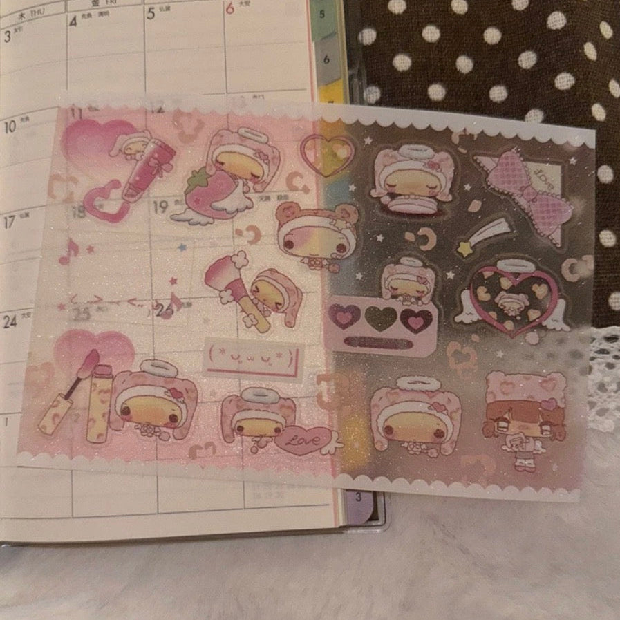 Happy Nyang Day Pink Bunny Sticker