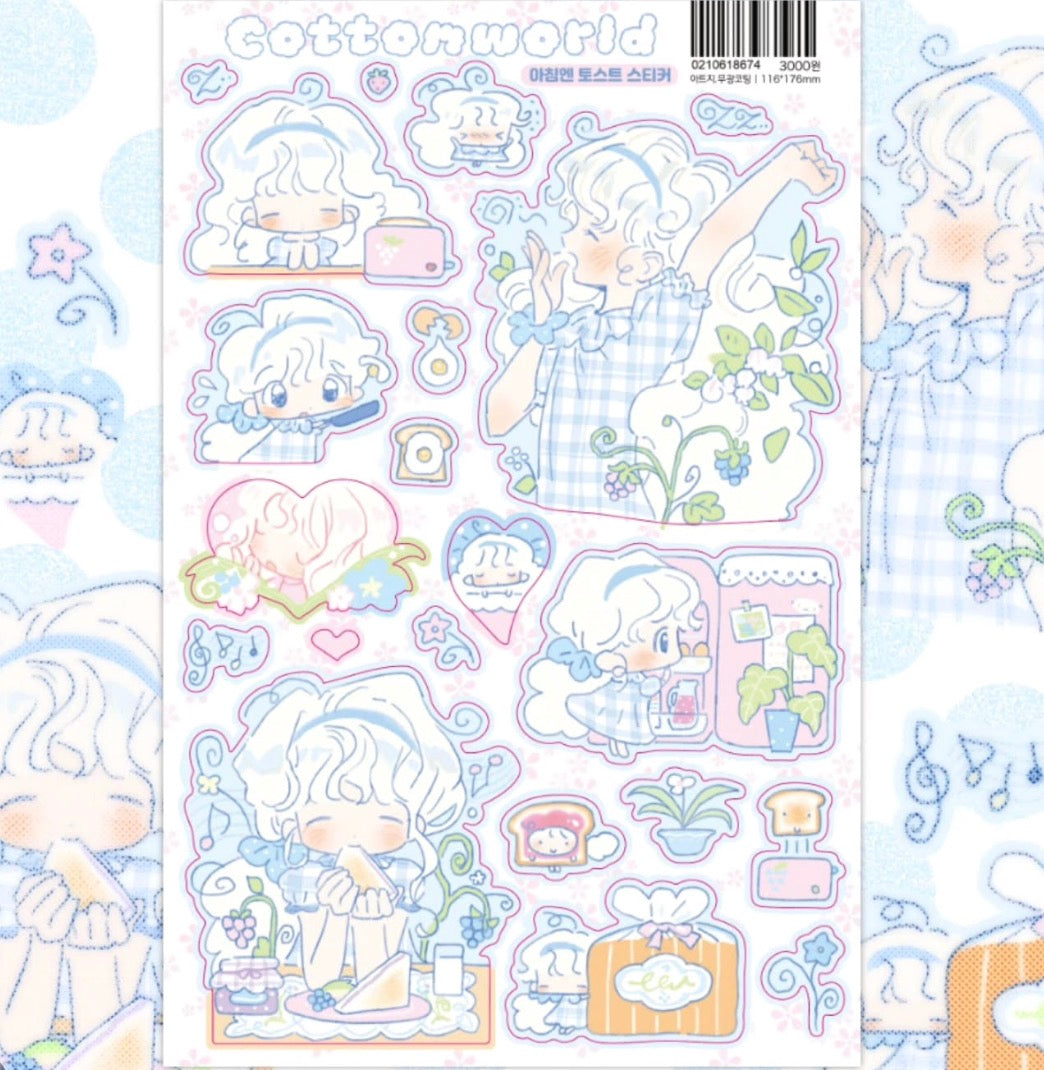 Cotton World Morning Toast Sticker