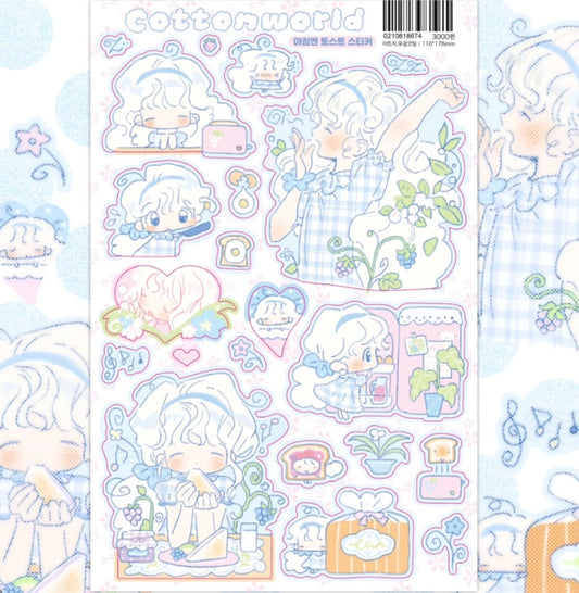 Cotton World Morning Toast Sticker