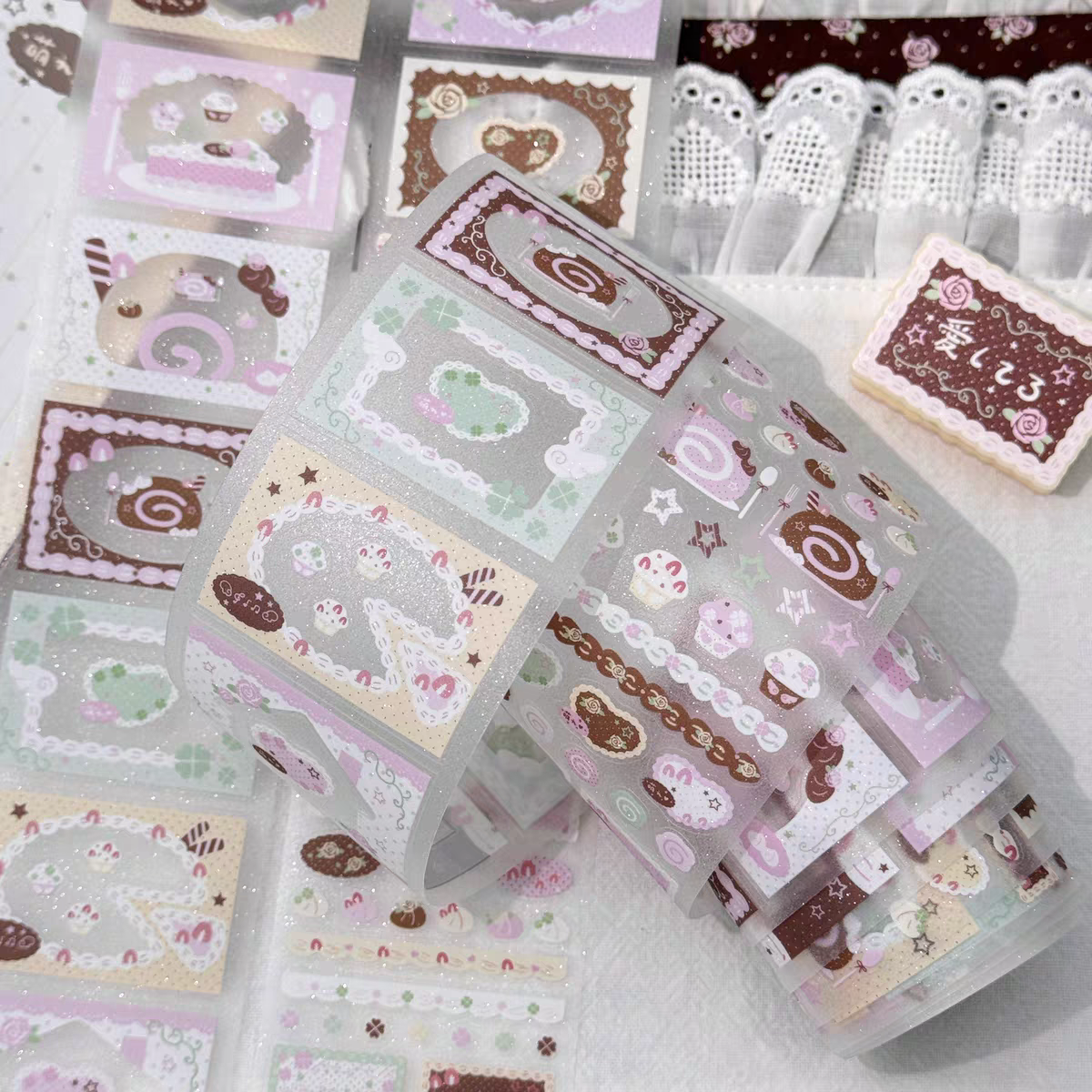 [PakuPaku] Cream Flora Kiss Cut Tape