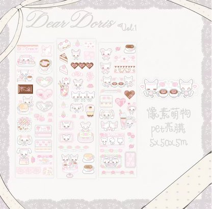 [Dear Doris] Pixel Animal Kiss Cut Tape