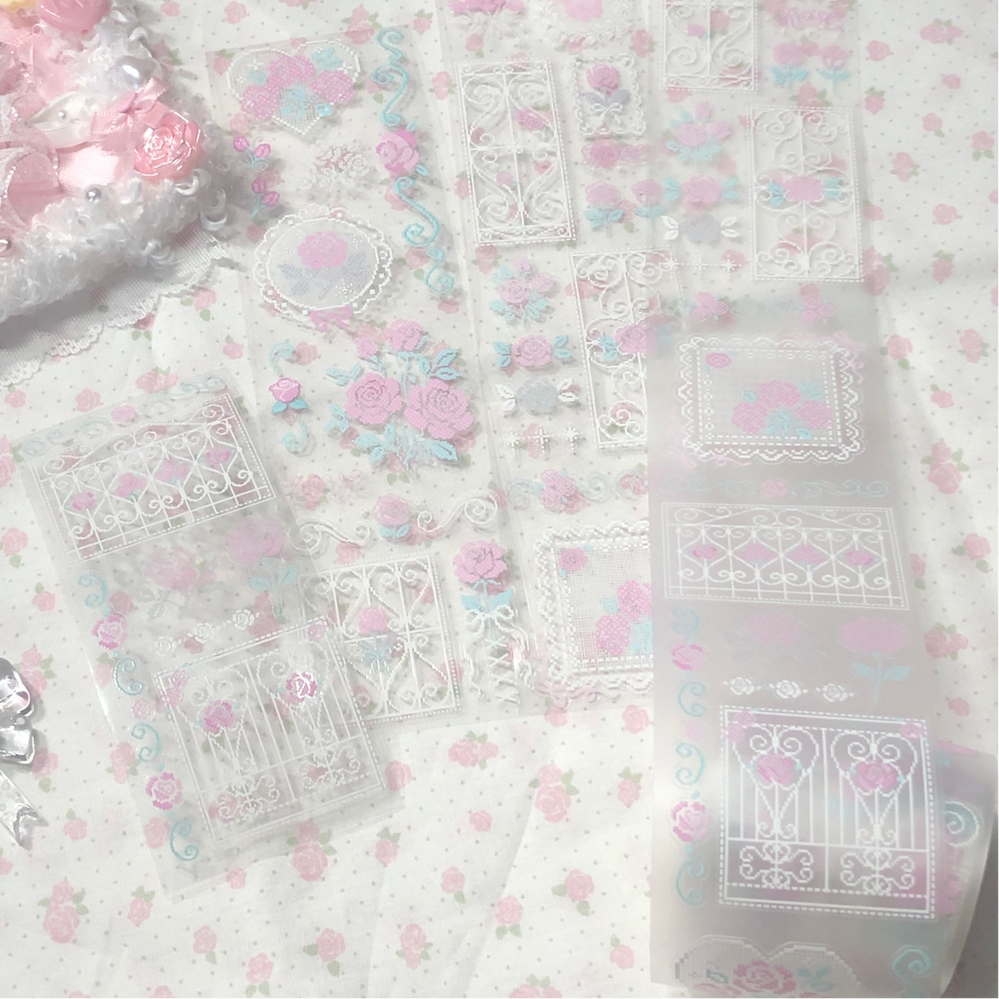 [Dear Doris] Cream Rose Kiss Cut Tape