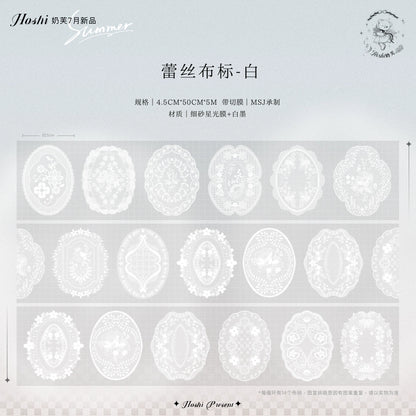 Hoshi Lace Label Kiss Cut Tape - White