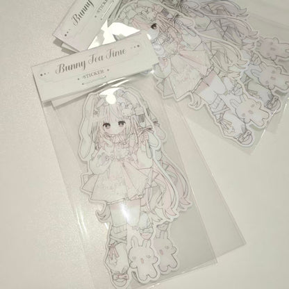 [Six9w] Bunny Tea Time Die Cut Sticker
