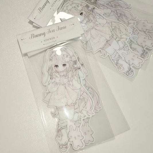 [Six9w] Bunny Tea Time Die Cut Sticker