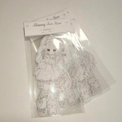 [Six9w] Bunny Tea Time Die Cut Sticker