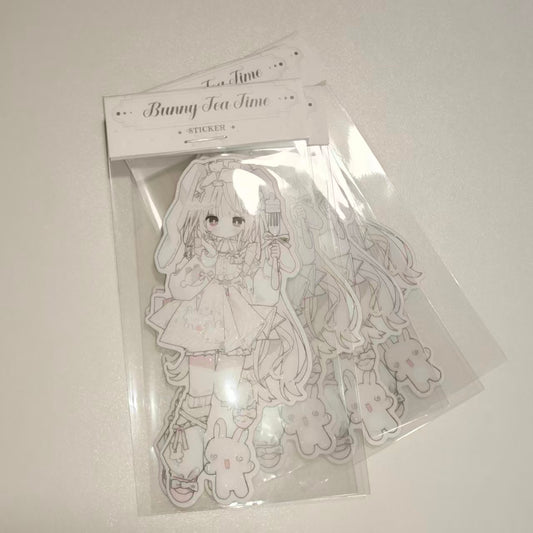 [Six9w] Bunny Tea Time Die Cut Sticker