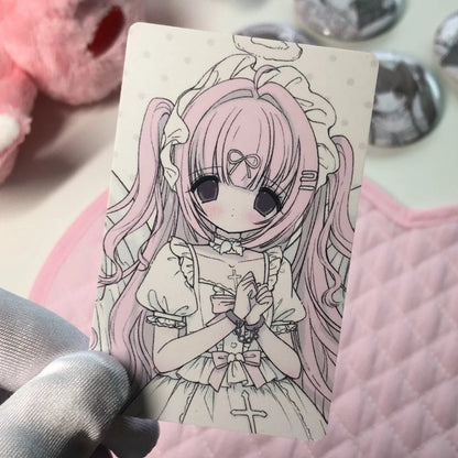 [Dark Pink Pudding] Angel Shop Sticker & Card Set