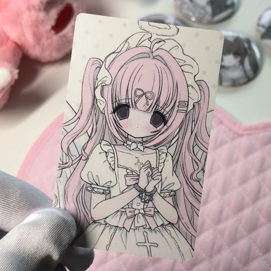 [Dark Pink Pudding] Angel Shop Sticker & Card Set