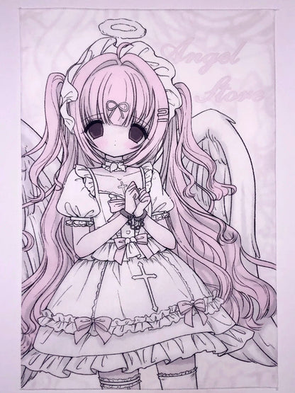 [Dark Pink Pudding] Angel Shop Fabric Poster
