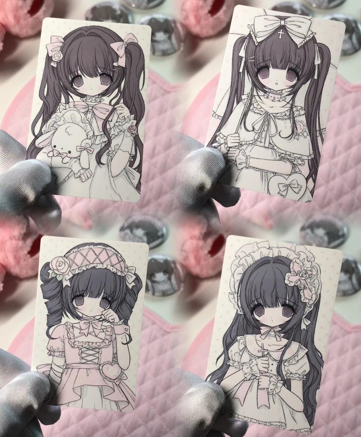 [Dark Pink Pudding] Rose Reverie Card Set 4p