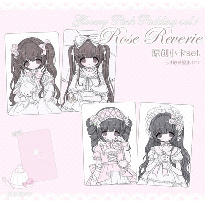 [Dark Pink Pudding] Rose Reverie Card Set 4p