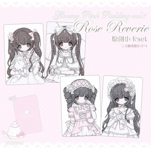 [Dark Pink Pudding] Rose Reverie Card Set 4p