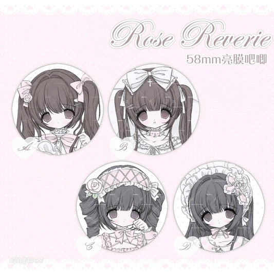 [Dark Pink Pudding] Rose Reverie Pin Button