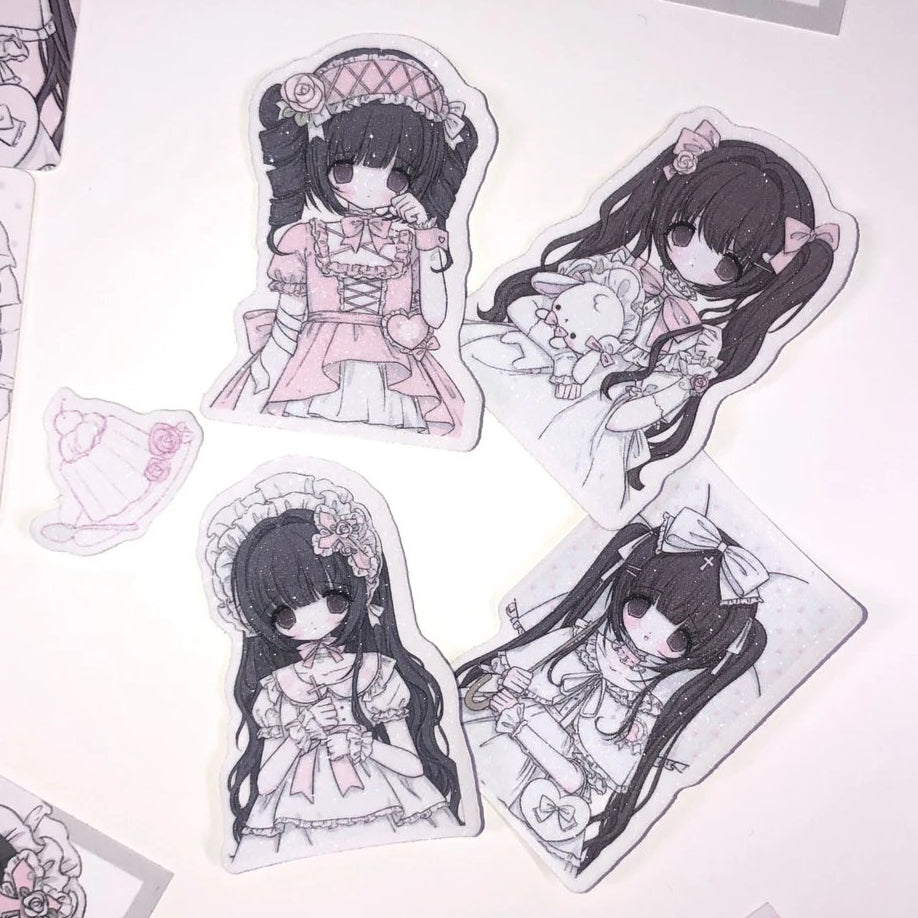 [Dark Pink Pudding] Rose Reverie Die Cut Sticker Pack