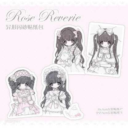 [Dark Pink Pudding] Rose Reverie Die Cut Sticker Pack