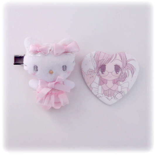 Pumpum Lonely Girl Meta Pink Maid Pin Button