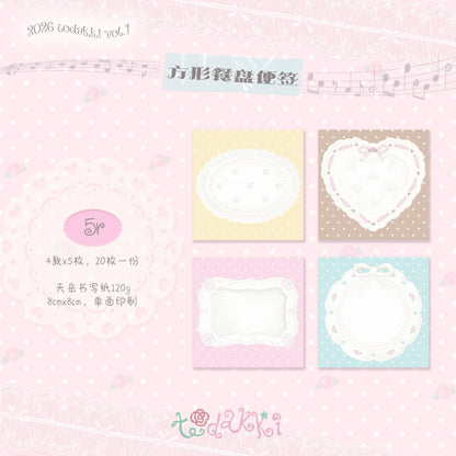 [Todakki] Rose Cafe Plate Memo Pad 20p
