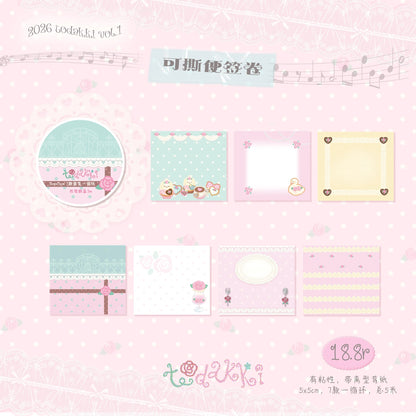 [Todakki] Rose Cafe Memo Sticker Tape #1