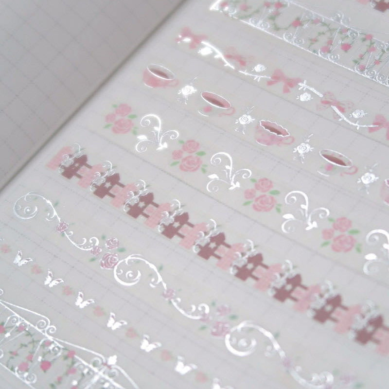 [Pearly Button] Rose Coffee Kiss Cut Tape