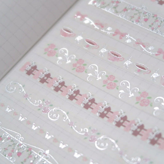 [Pearly Button] Rose Coffee Kiss Cut Tape