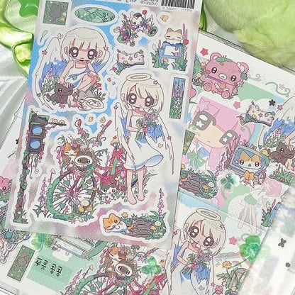 [Ako Aikong] Green Grass Angel Sticker