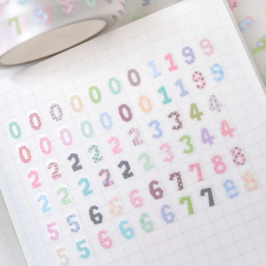[Pearly Button] Patchwork Number Kiss Cut Tape