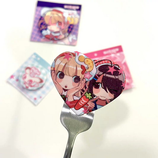 [Cacacerulean] Orange Ribbon Pin Button