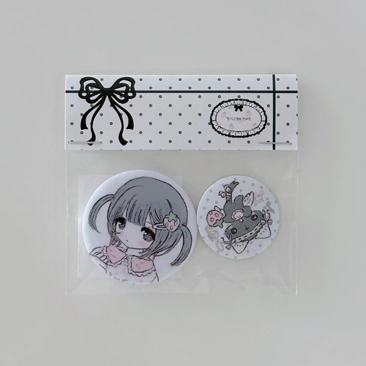 [Milky Heart] Strawberry Cat Pin Button Set