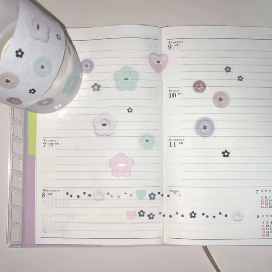 [Coraltree] Button Deco Kiss Cut Tape
