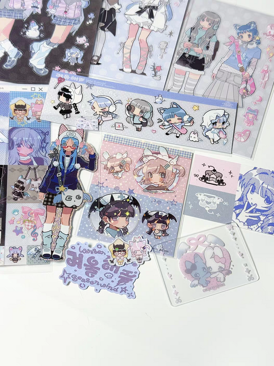 [Cacacerulean] Winter Season Wind - Mini Character Sticker