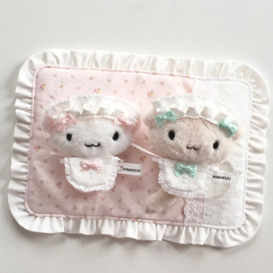 [Handmade] Pink/Mint Maid Headband & Bib Set For Plushie
