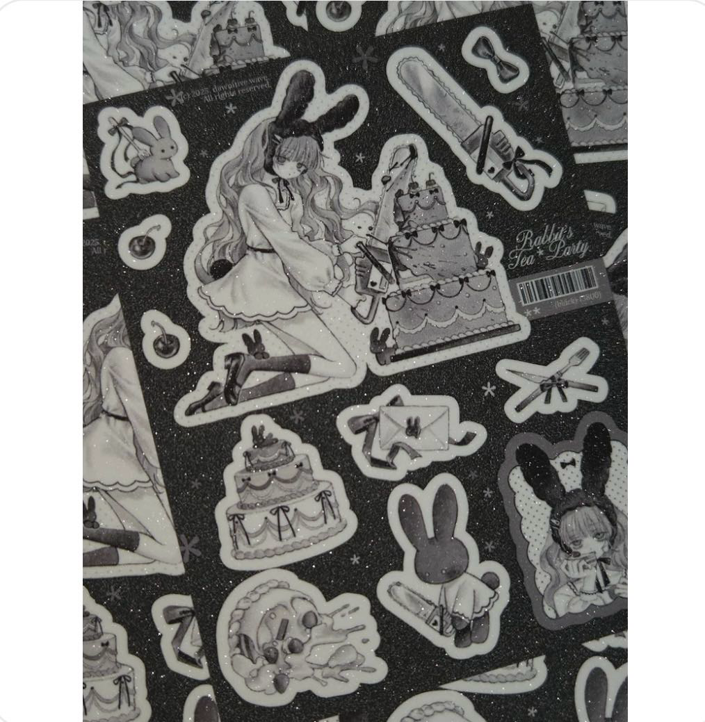 Dawnitive Wave Rabbit's Tea Party Black Sticker