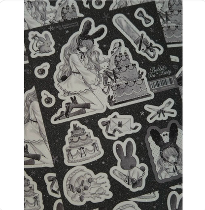 Dawnitive Wave Rabbit's Tea Party Black Sticker