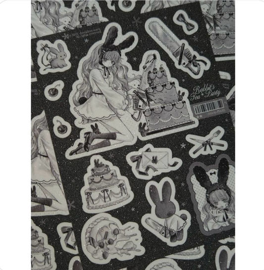 Dawnitive Wave Rabbit's Tea Party Black Sticker