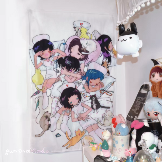 [Sunonebird] Nurse & Cat Fabric Poster 65*100cm