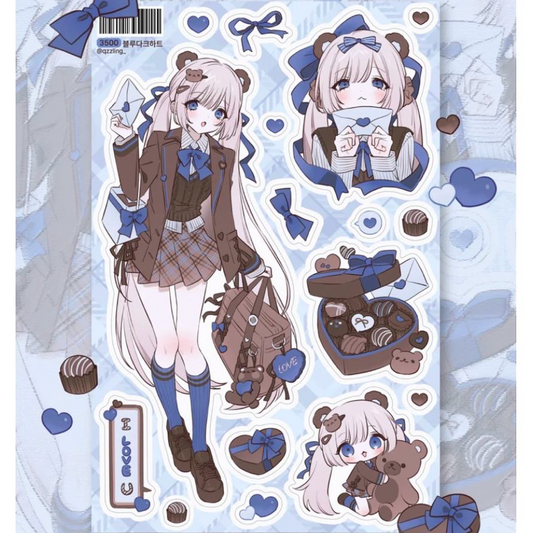 Qzzling Blue Heart Sticker