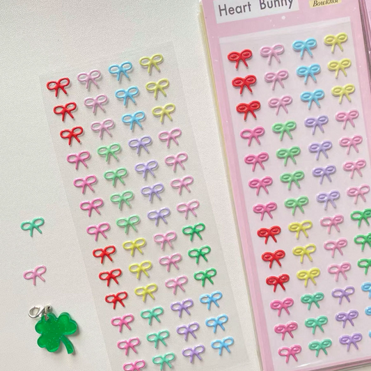 Heart Bunny Ribbon Puffy Sticker