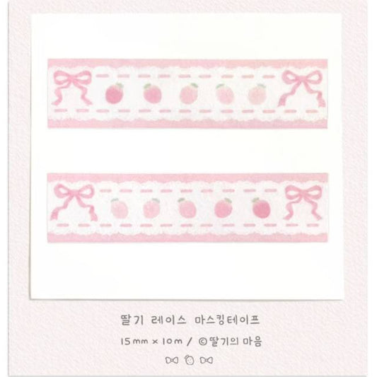 Berryheart Strawberry Lace Masking Tape
