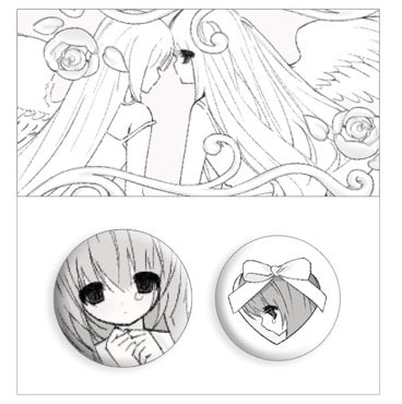 Lovu Hime White Flower Pin Button Set