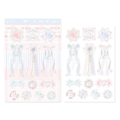 Pearly Button Shabby Rose Ribbon Charms Sticker