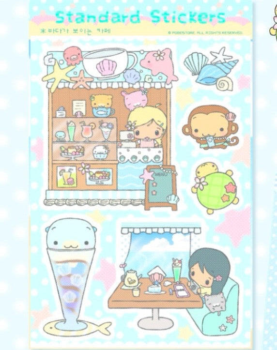[Pobe] Seaside Cafe Sticker