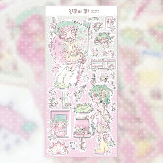 [Ako Aikong] Rain Talk Lotus Sticker