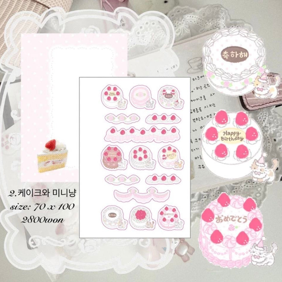 [Tanpopo] Strawberry Cake Cat Sticker