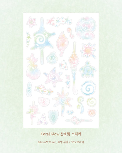 [Pearly Button] Coral Glow Sticker
