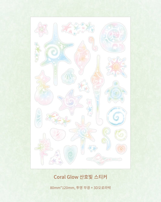 [Pearly Button] Coral Glow Sticker